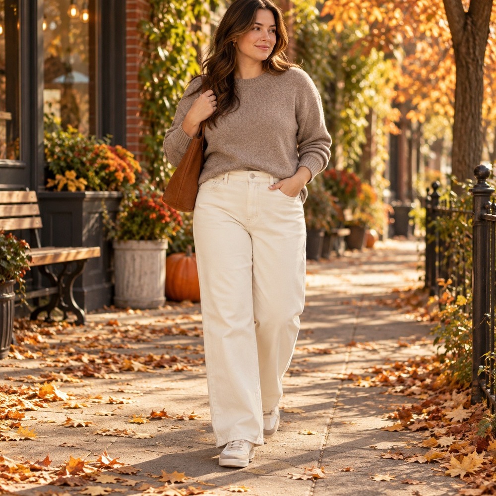 Cider Ivory Wide Leg Jeans XL 33 Waist High Rise Cotton Blend NWT Flaws